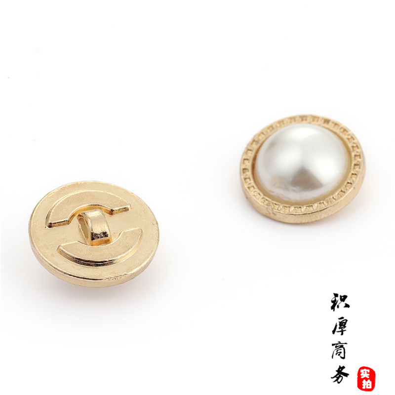 Aleación de metal vintage de pierna alta botón 24L perla brillante blanco oro rosa 15mm galvanoplastia