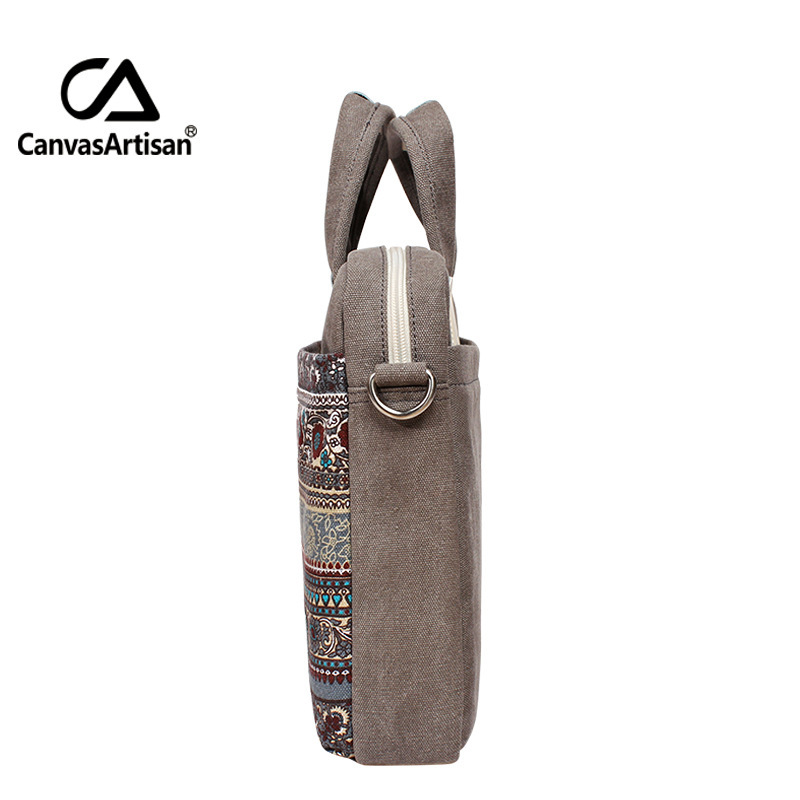 새로운 도착 캔버스 민족 스타일 싱글 숄더 핸드 헬드 크로스 바디 3 목적 가방 애플 맥북 샤오 미 노트북 가방