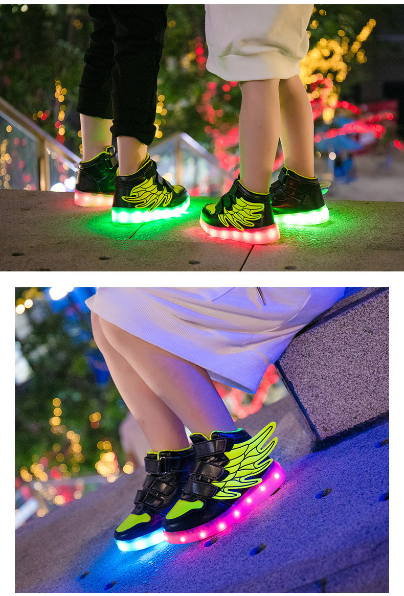 2024 Ala per bambini Primavera, Autunno, Inverno Luminescente colorato per ragazzi e ragazze Scarpe luminose notturne ricaricabili a LED_voghion.com