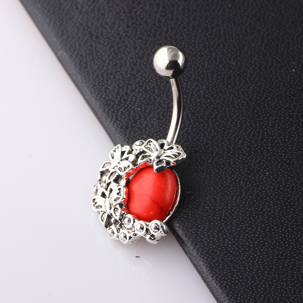 Hot Sale Butterfly Spring Edge Navel Ring Geometric Wood Belly Button Jewelry detail image 8
