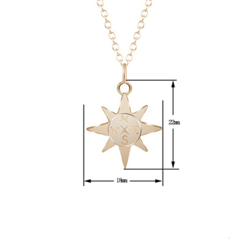 Compass Necklace North Star Compass Necklace Gold Plated Silver Sun Necklace Female Clavicle Chain display picture 3