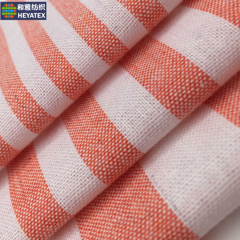 橘色弹力条纹 6种条宽10余色 21S色织条服装配饰面料 现货H2265