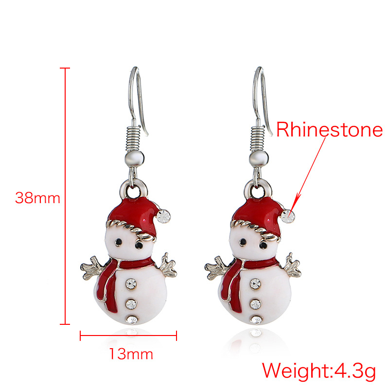 Retro Christmas Hat Snowman Alloy Enamel Inlay Rhinestones Christmas Women's Earrings Necklace display picture 1