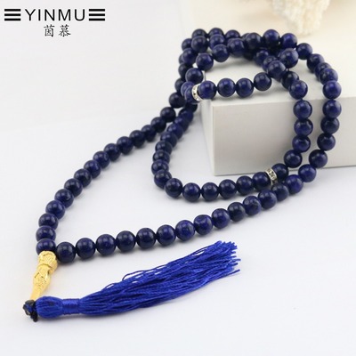 外貿亞馬遜項鏈穆斯林念珠99粒8mm珠子泰斯比哈青金石多圈手串