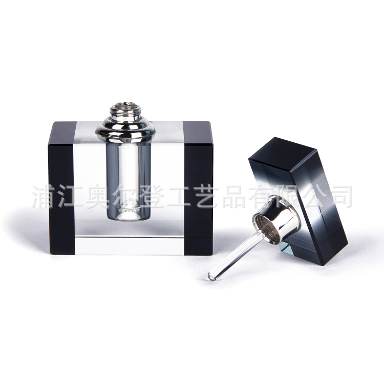 跨境男士阿拉伯中东迪拜水晶香水瓶方形10ml水晶K9人体精油瓶黑色详情图2