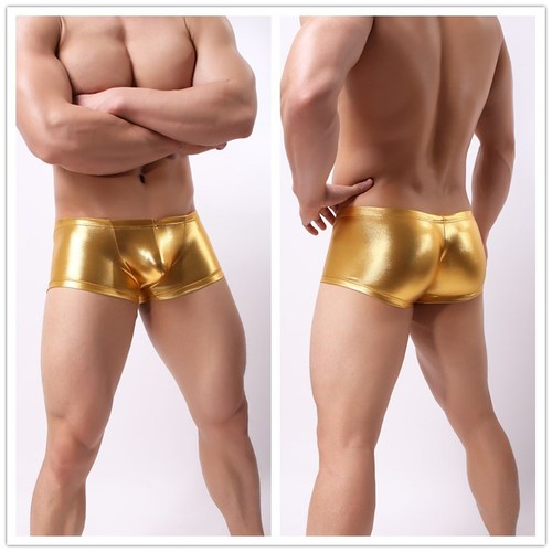 Dance Hall AliExpress Wholesale Foreign Trade Men's Underwear Imitation Leather Patent Leather PU Boxer Briefs Sexy Kinky Underwear