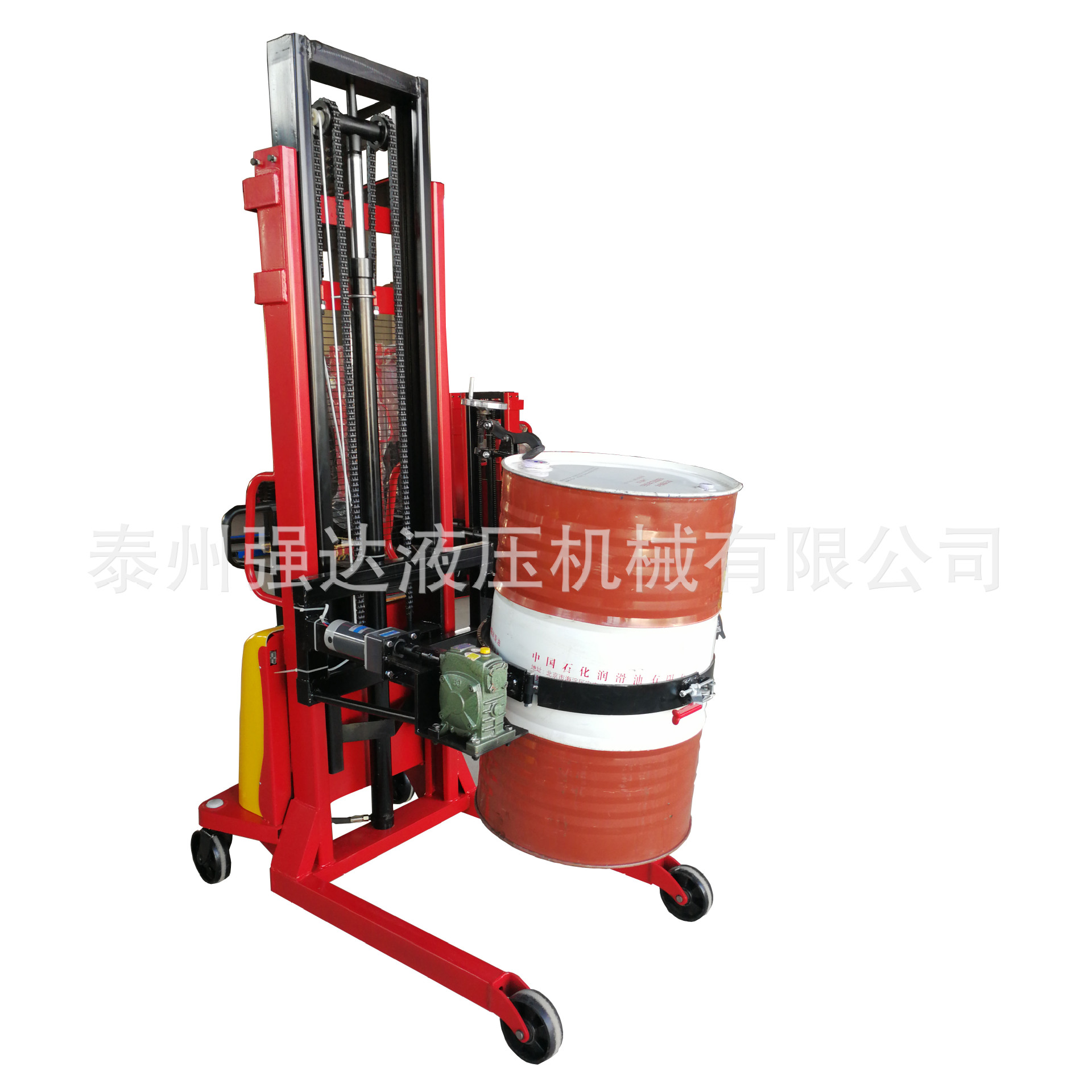 半电动油桶堆高车 半自动圆桶车  电动倒料车