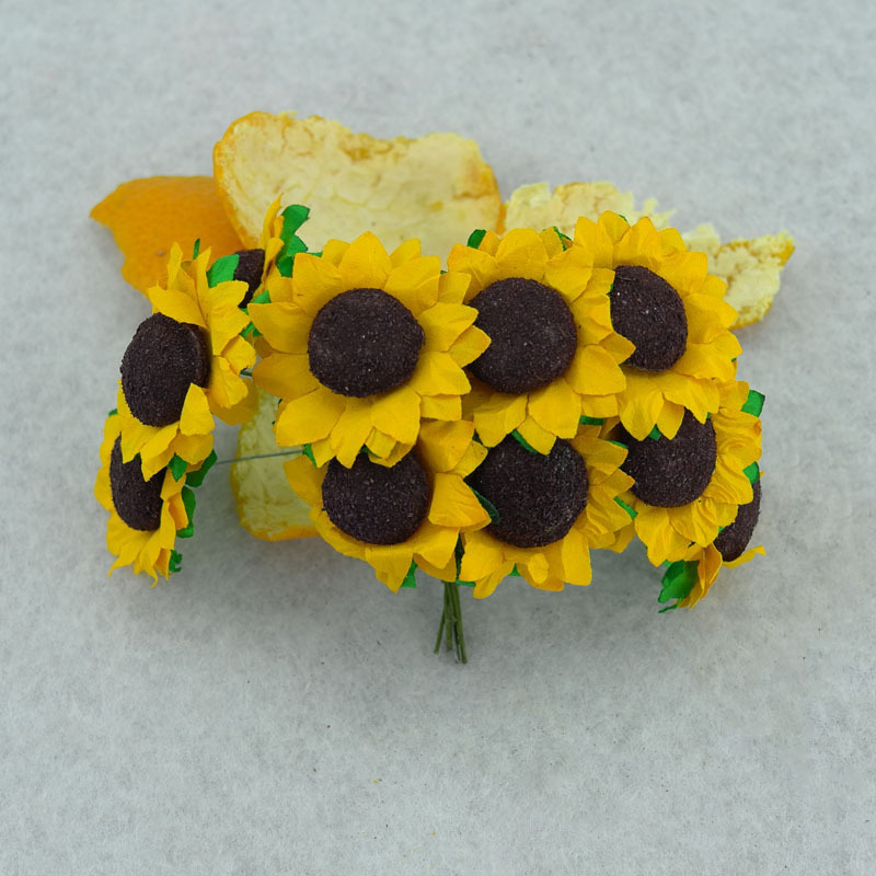 花亦花厂家直销向日葵花喜糖盒装饰小太阳花3厘米黄色向日葵纸花 阿里巴巴