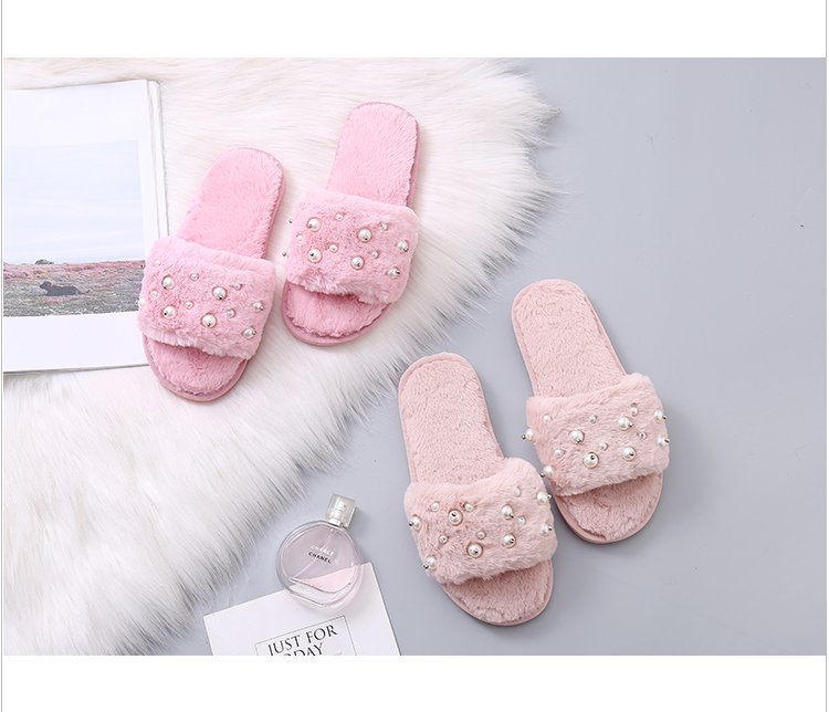 women s furry pearl warm home cotton slippers nihaostyles clothing wholesale NSKJX71200
