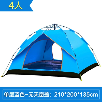 Explorers Full Automatic Tent Outdoor 3-4 People Thickened Rainproof 2 People Single Double Camping Outdoor Camping Tent (Çadırlar) - four-person-single-layer-sky-blue-3-4-people