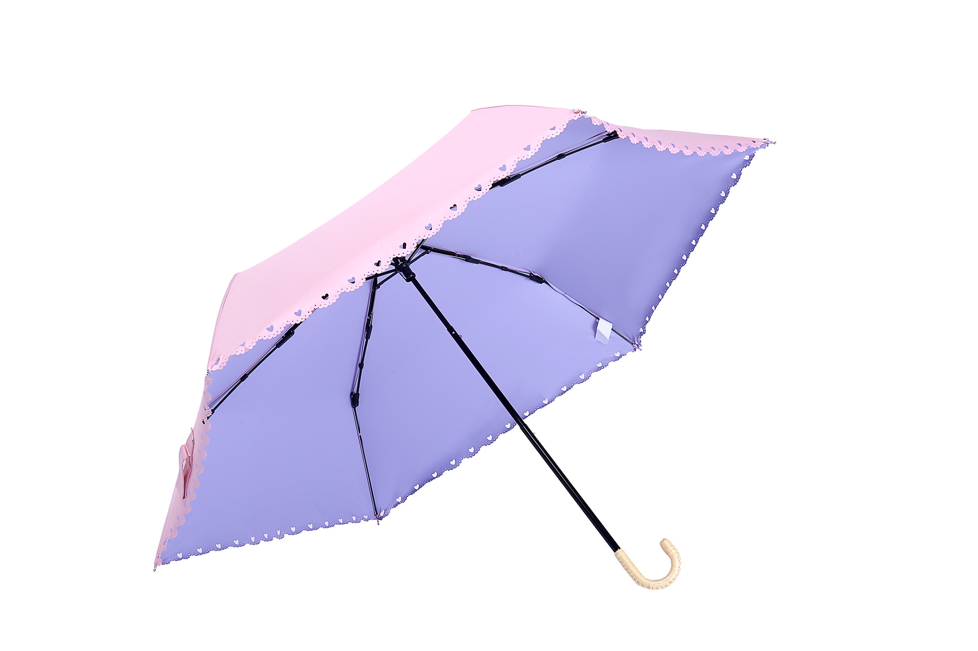 小清新纯色三折叠日系防晒防紫外线黑胶遮阳女生广告睛雨伞-阿里巴巴