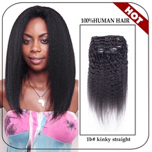 真人發卡子發kinky straight 1b# 70g/100g clip in human hair