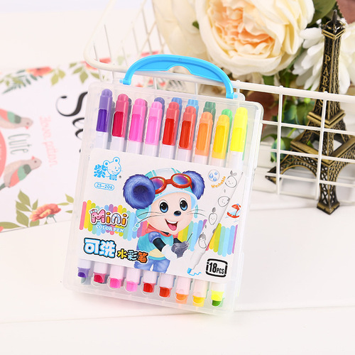 Wholesale New Children's Travel Palette Watercolor Set Creative Cartoon Colors Washable Paintbrush Drawing Pens