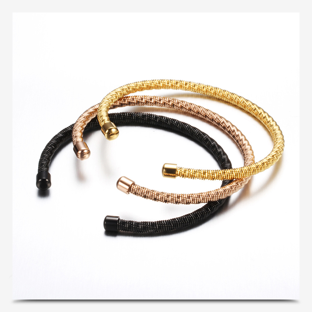 2PCS Ins Steel Trendy Adjustable Personalized Versatile Simple Cable Fashion Open Bracelet_voghion.com