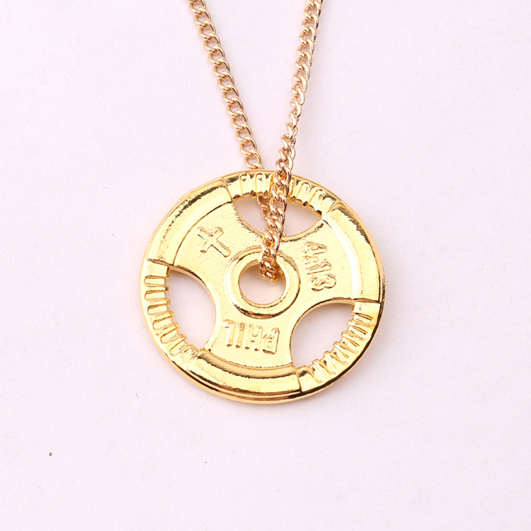 Personalized fitness dumbbell pieces, sports barbell necklaces, men's trendy and fashionable titanium steel ring_voghion.com