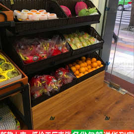 干果展示架货架水果水果店水果水果蔬菜展示水果藤编木质