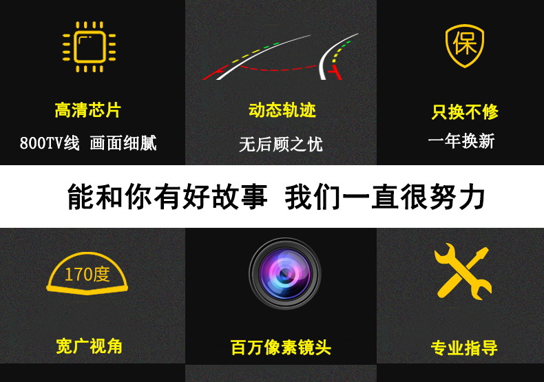 Reverse Camera Starlight Night Vision Reversing Ultra-Clear Camera Large Screen Dedicated Rear View Track Car Camera