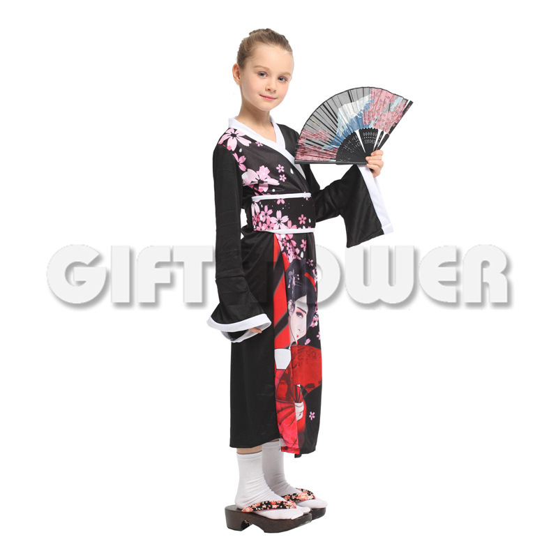 Stage performance costume, ethnic costume G-0351, Gorgeous little girl kimono, Halloween performance detail image 2