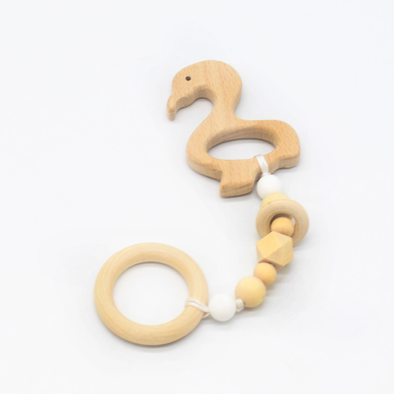 Suministros de bebé juguete de haya mordedor bebé Seguridad Protección del Medio Ambiente anillo de cuentas de silicona dientes molienda palo nuevo estilo