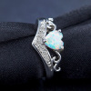 Fashionable ring with stone heart shaped, accessory, with gem, European style