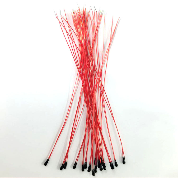 红色漆包线环氧树脂温度传感器 NTC热敏电阻 10K 1% 3950