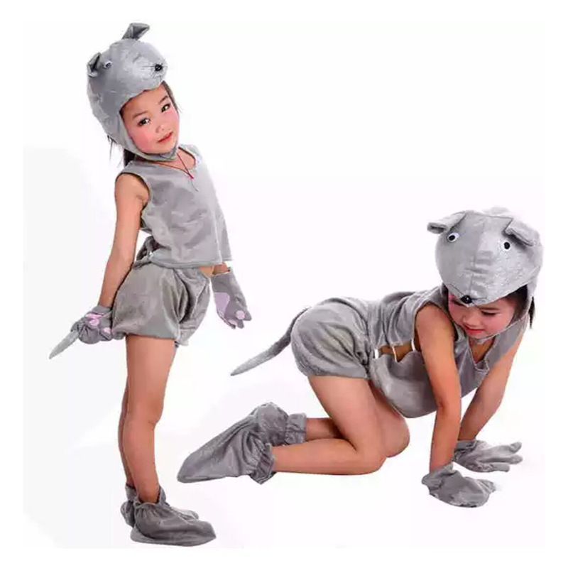 儿童学生老鼠演出服装短款可爱动物人偶表演服装校园节日演出服装