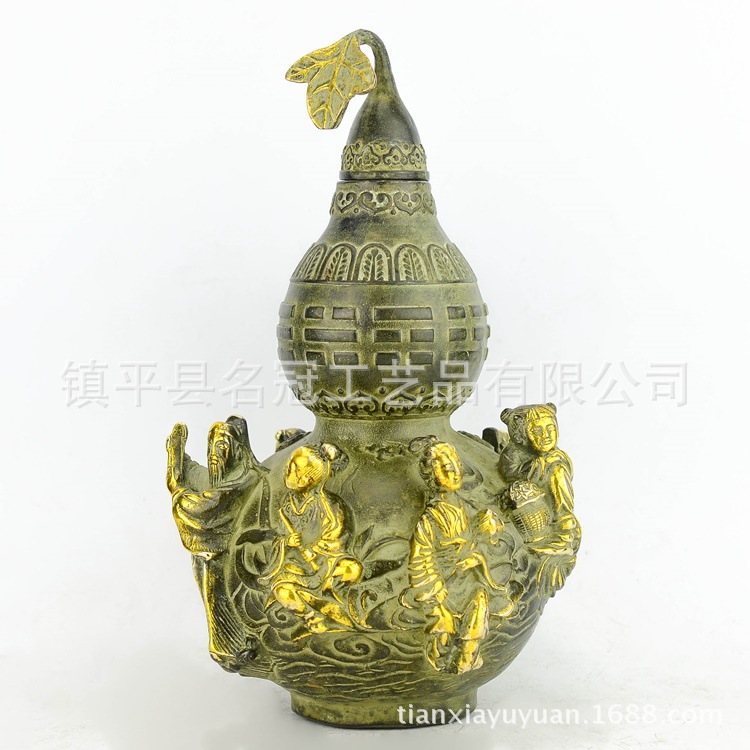 批发纯铜仿古摆件八仙葫芦 青铜色八仙家居客厅工艺品摆设