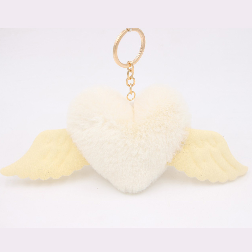 1 Piece Simple Style Heart Shape Imitate Rex Rabbit Fur Alloy Stoving Varnish Keychain display picture 2