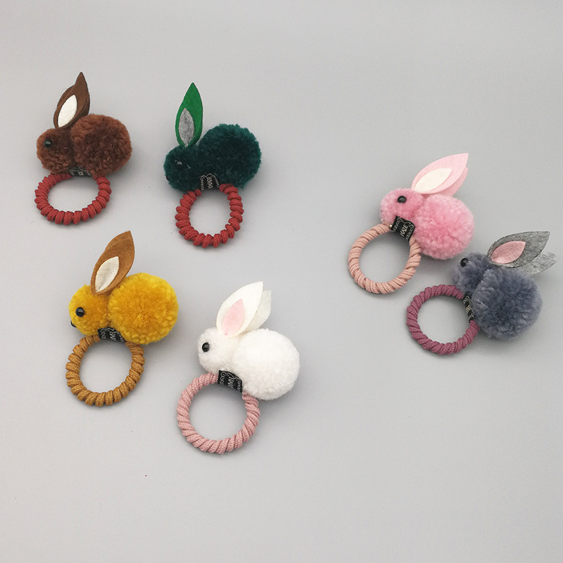 Korean Version Of The Cute Cute Three-dimensional Small Rabbit Plush Rabbit Ear Hair Clip Autumn And Winter Hair Ring Female Head Rope Child Hair Accessories display picture 5