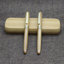 現貨批發創意竹子鋼筆寶珠筆簽字筆套裝竹子筆盒公司禮品定LOGO