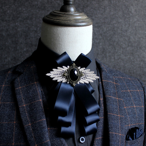 Men's suit collar, formal shirt, multi-layered bow tie for host, opening clothing accessories, bow tie