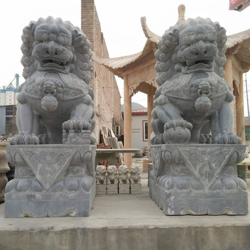 厂家销售青石石雕狮子门口大理石石狮子摆件精品汉白玉狮子一对