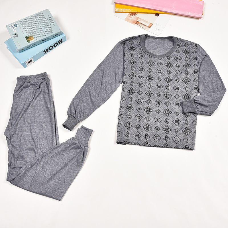 2018 manufacturers wholesale autumn and winter middle-aged men's autumn clothing long pants warm suit men's round neck underwear panties