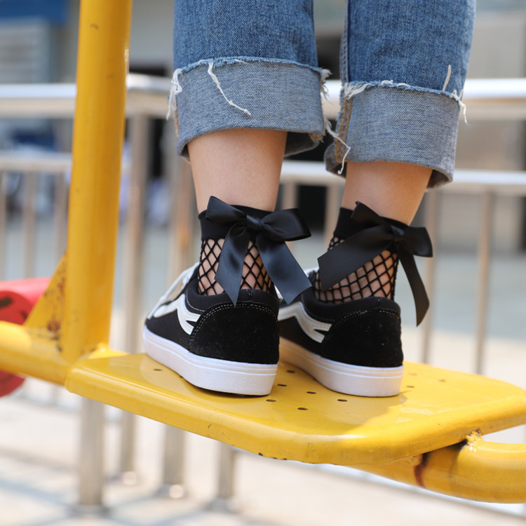 Fishnet socks women's summer hollow socks Korean heel bow sexy mesh boat Socks wholesale New Street Fishnet socks women's summer hollow socks Korean heel bow sexy mesh boat Socks wholesale New Street