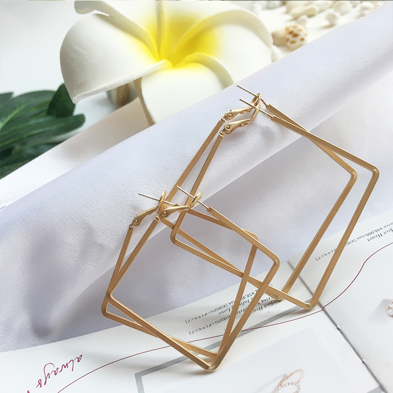 New Korean Matte Fashion Square Geometric Trend Earrings Wholesale Nihaojewelry display picture 7