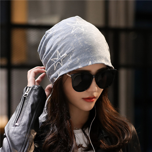 Spring and summer hats for men and women, pile hats, printed pullover hats, Korean style chemotherapy trendy baotou hats, confinement hats, thin nightcaps