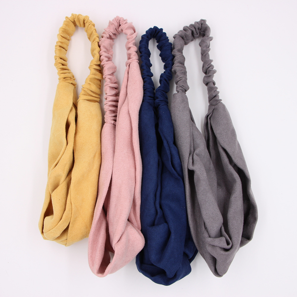 Solid Color Cloth Cross Hair Band Korean Simple Headband  Wholesale display picture 1