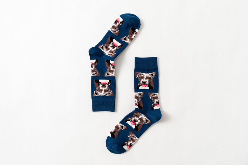 Men's Streetwear Dog Cotton Crew Socks A Pair display picture 12