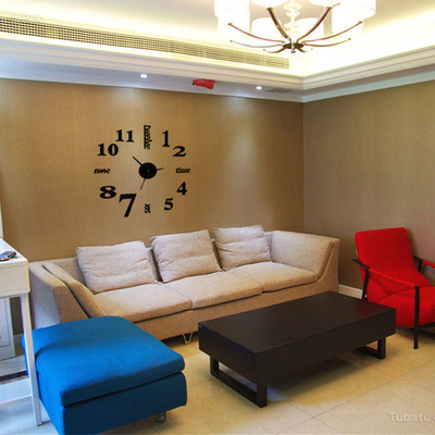 创意挂钟亚克力镜子钟装饰镜面墙贴客厅数字小挂钟|ru