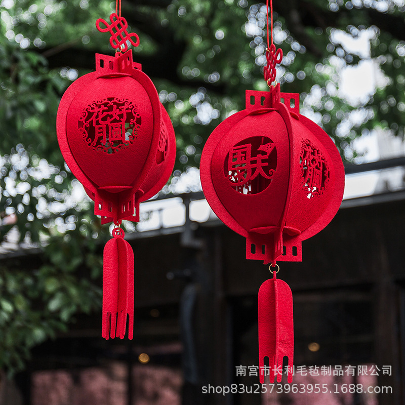 毛毡元旦新年挂件灯笼节庆用品春节宫灯中秋国庆节无纺布灯笼装饰