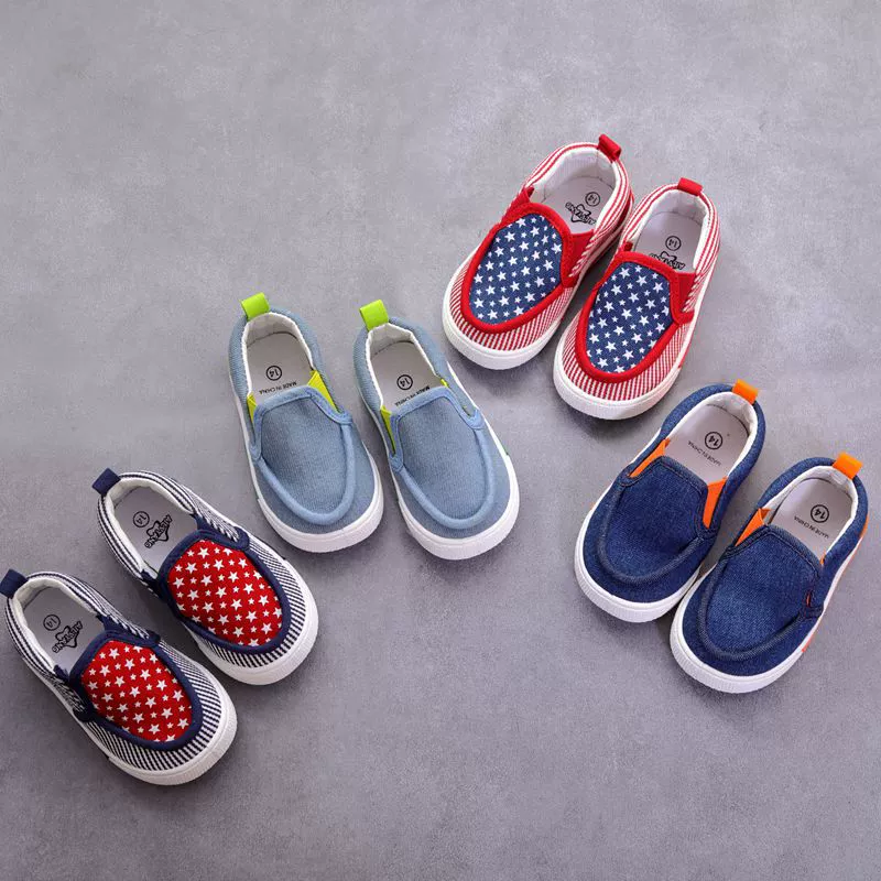 [Распродажа от потери] Детская обувь Весенняя и осенняя Внешняя торговля Корейская детская джинсовая парусиновая обувь для мальчиков Обувь для малышей От 1 до 4 лет
