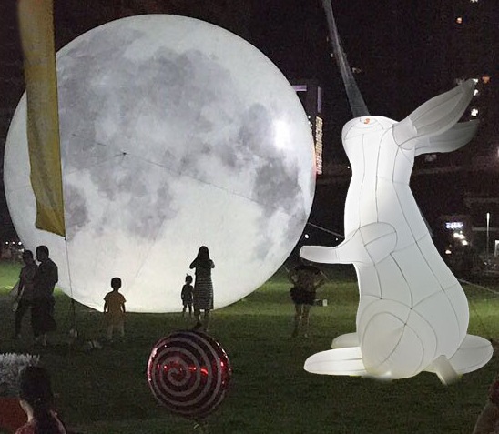 中秋广告吹气月球 玉兔充气 LED月亮 商场活动大月球
