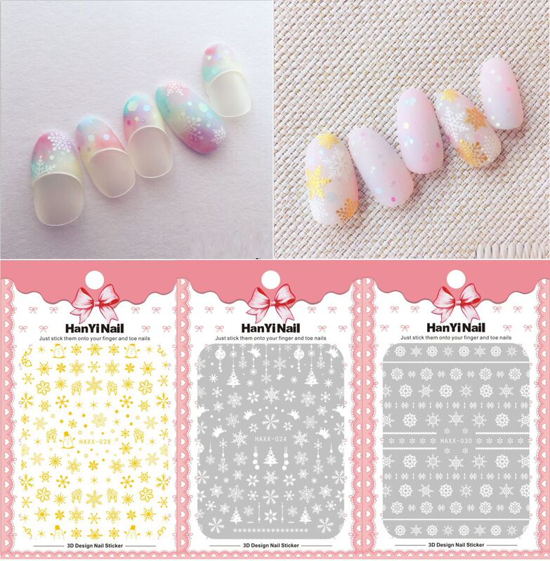 New Christmas Santa Snowflake 3D Nail Decals Nail Art Stickers Nail Art Accessories