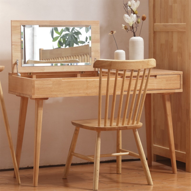 北欧日式梳妆台现代简约实木化妆台多功能小户型梳妆台带翻转特价