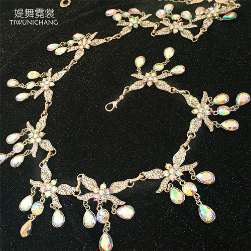Belly dance practice new beginner waist chain rhinestone sailor dance belt performance waist seal butterfly waist chain