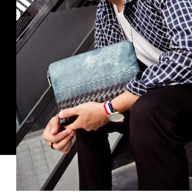 男士手包 2018新款男式手拿包 韩版潮手拿包 编织手抓包|ms