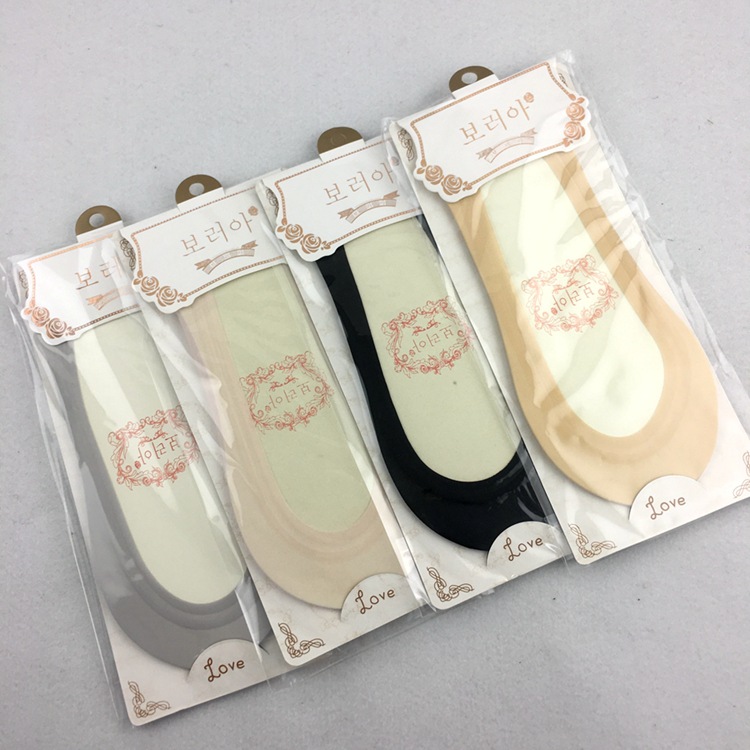 socks new summer silicone invisible socks solid color sole cotton ice silk non-slip ankle socks thin shallow mouth socks