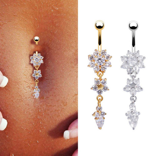 Amazon AliExpress Hot Selling Rose Gold Flower Navel Ring Piercing Punk Navel Ring Navel Button Body Jewelry