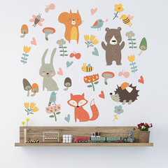 1210 personalized creative wall stickers forest animal party children's room kindergarten home decoration wall stickers
