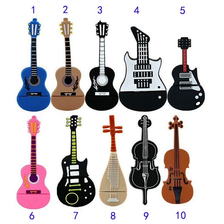 Notes U disk PVC soft glue guitar U disk PENDRIVE portable disk dj music personality simulation USB